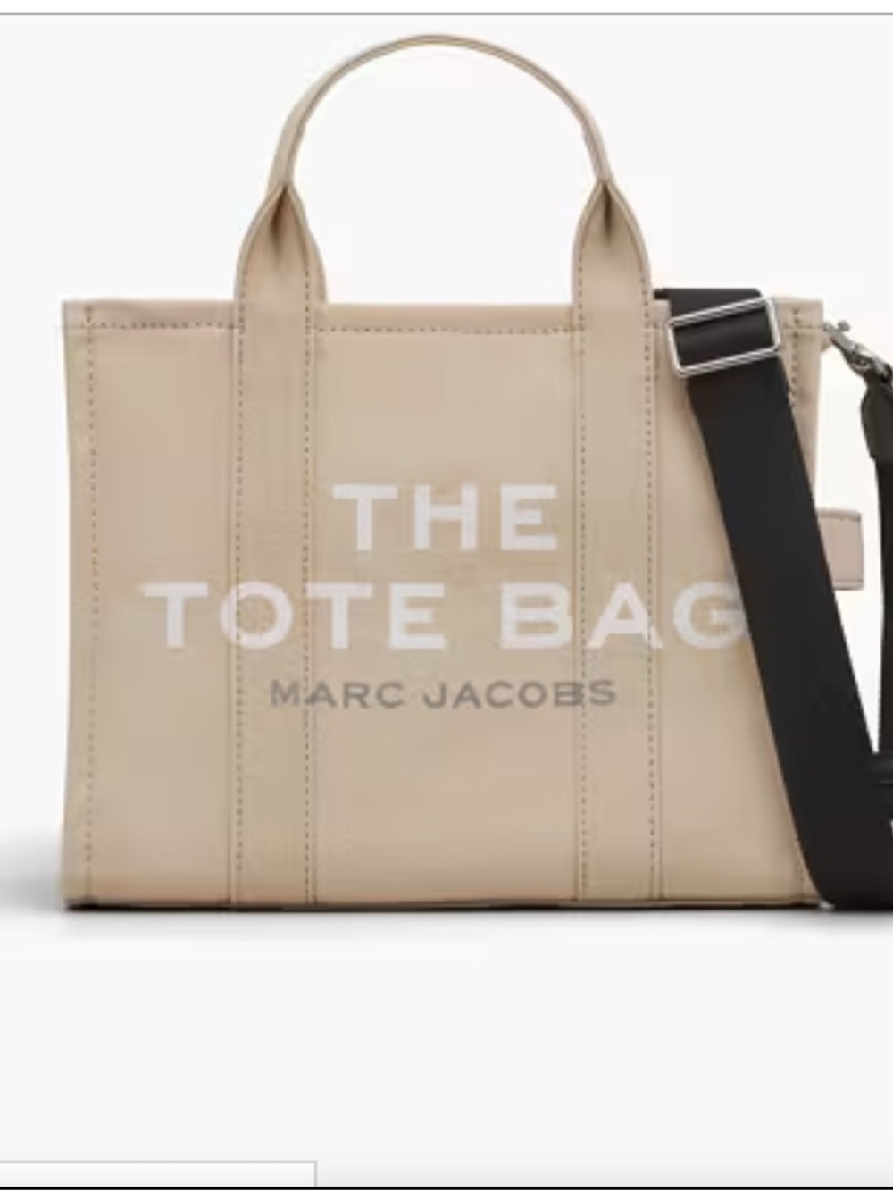 Marc Jacobs Beige 'THE TOTE BAG' Canvas Tote with Black Strap